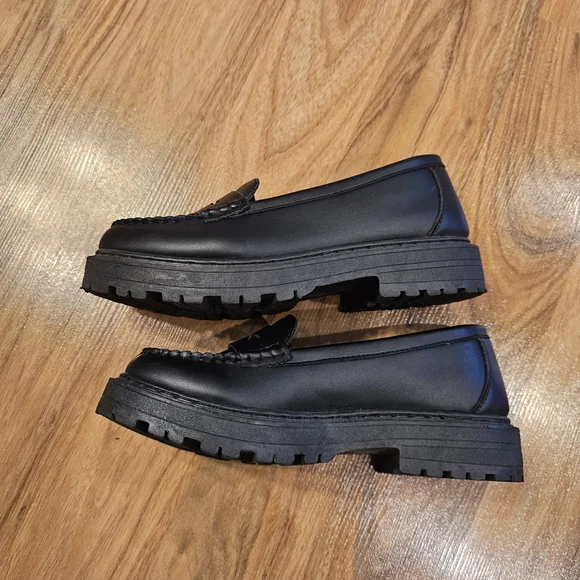Boohoo Chunky Black Platform Loafers - Picture 4 of 8